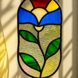 Handmade Stained Glass Floral Panel –Window Decor
