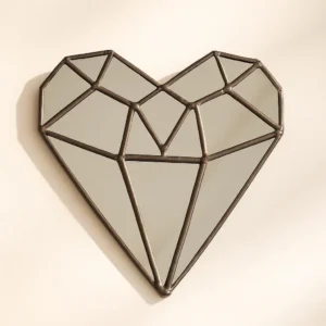 Stained Glass Heart Mirror – Crystal Romantic Wall Decor, Valentine Gift